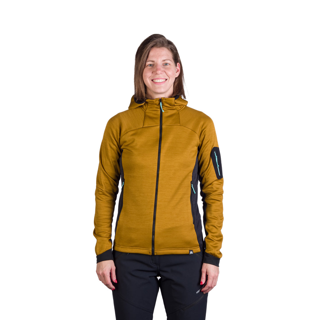 Women's hiking sweatshirt made of melange fleece with a JONI hood