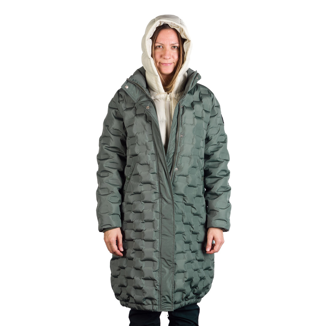 Women's long jacket with gluing in the shape of a cube LAURIE