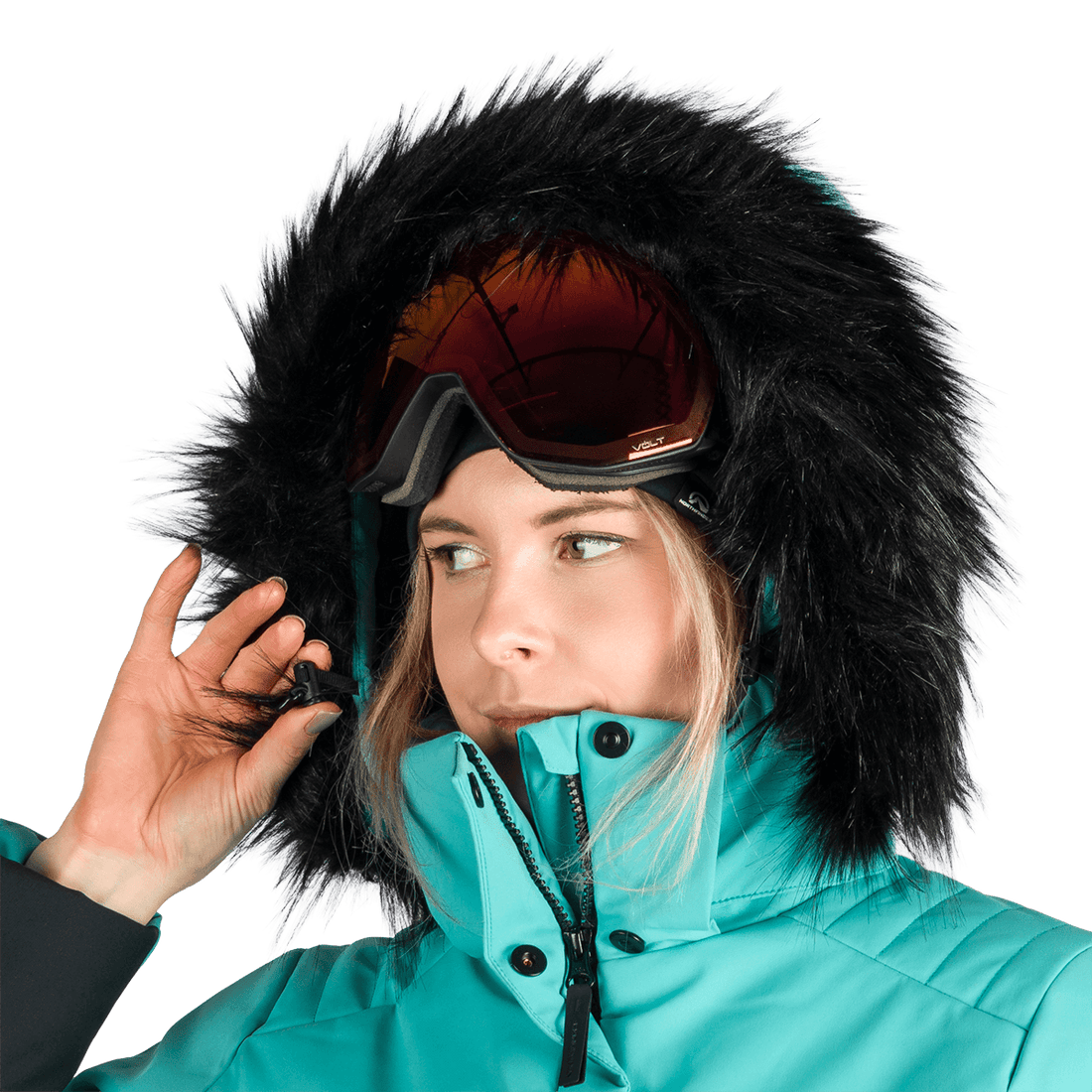 BU-6349SNW women's ski insulated trendy jacket with fur ABIGAYLE