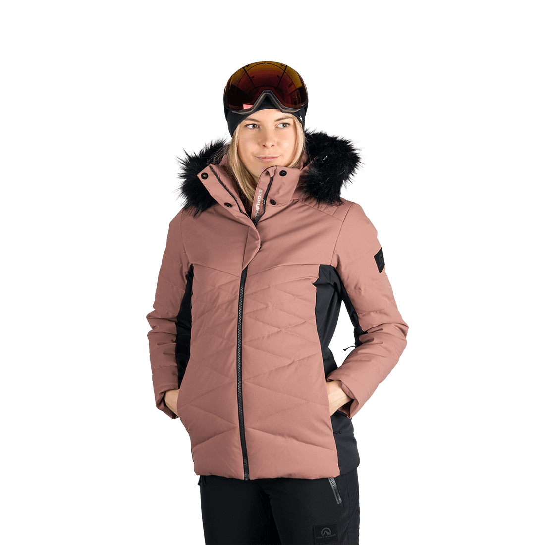 BU-6349SNW women's ski insulated trendy jacket with fur ABIGAYLE