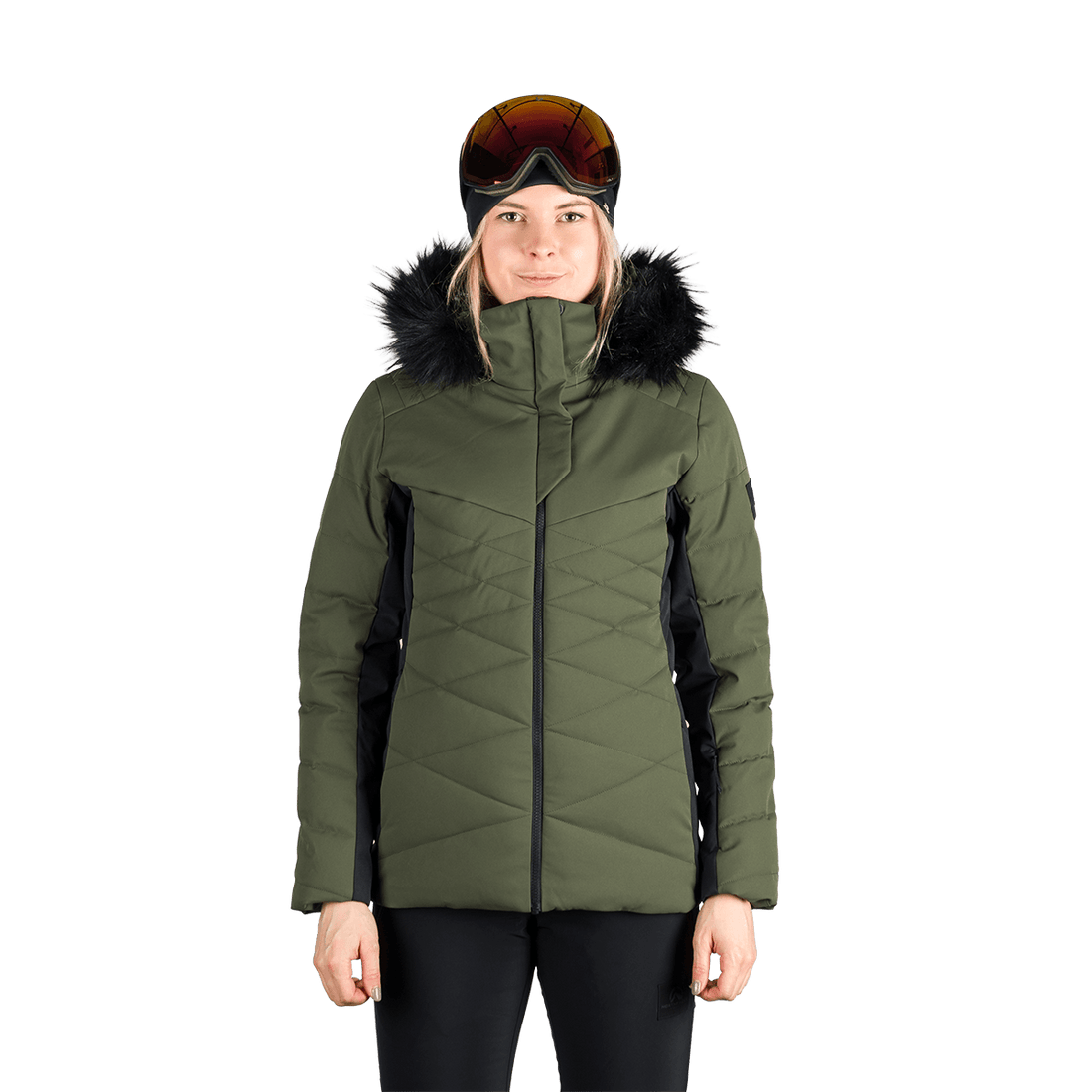 BU-6349SNW women's ski insulated trendy jacket with fur ABIGAYLE