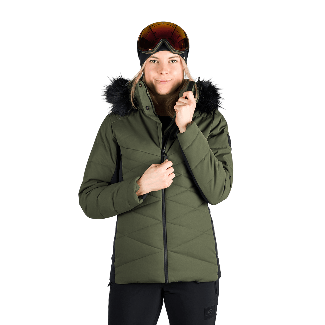 BU-6349SNW women's ski insulated trendy jacket with fur ABIGAYLE