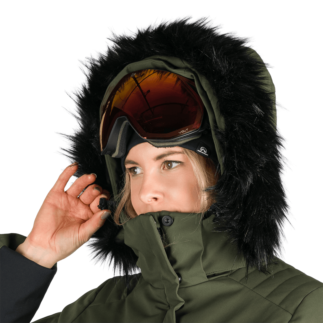 BU-6349SNW women's ski insulated trendy jacket with fur ABIGAYLE