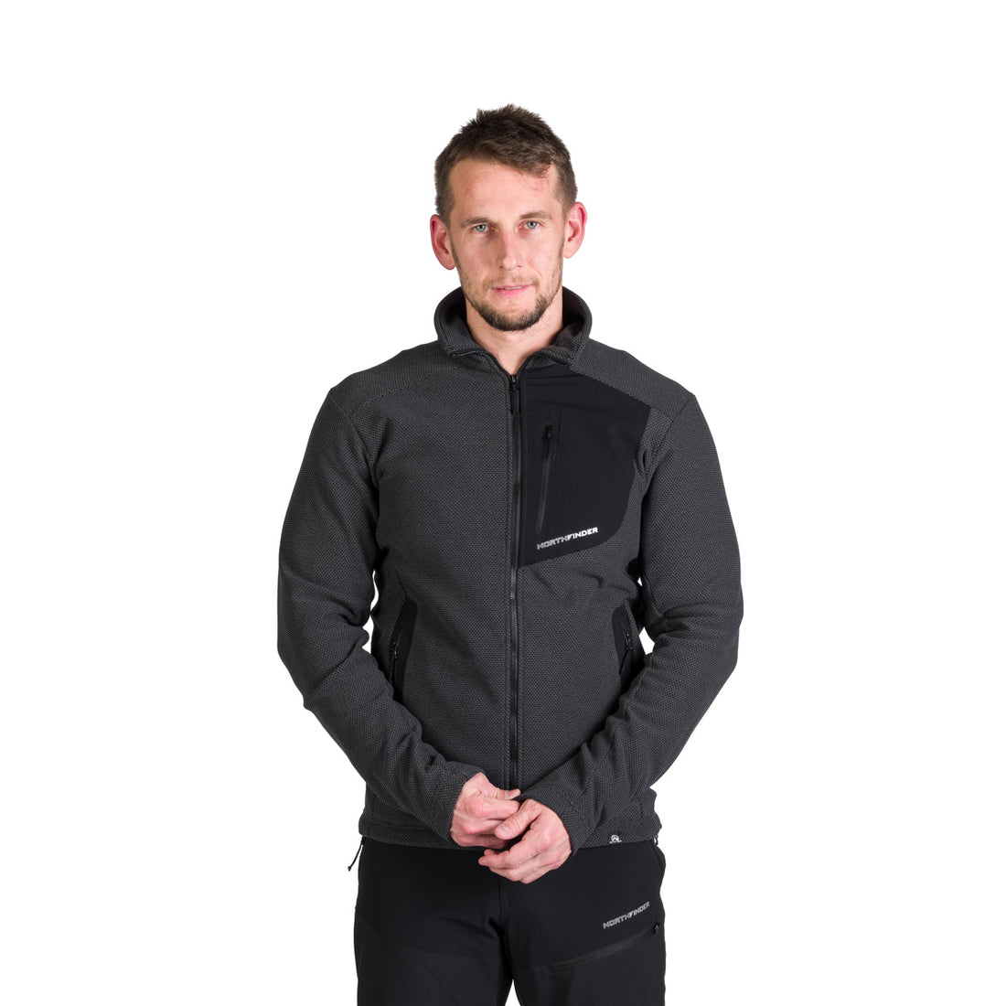 Men's hiking sweatshirt made of melange fleece LUDOVICO