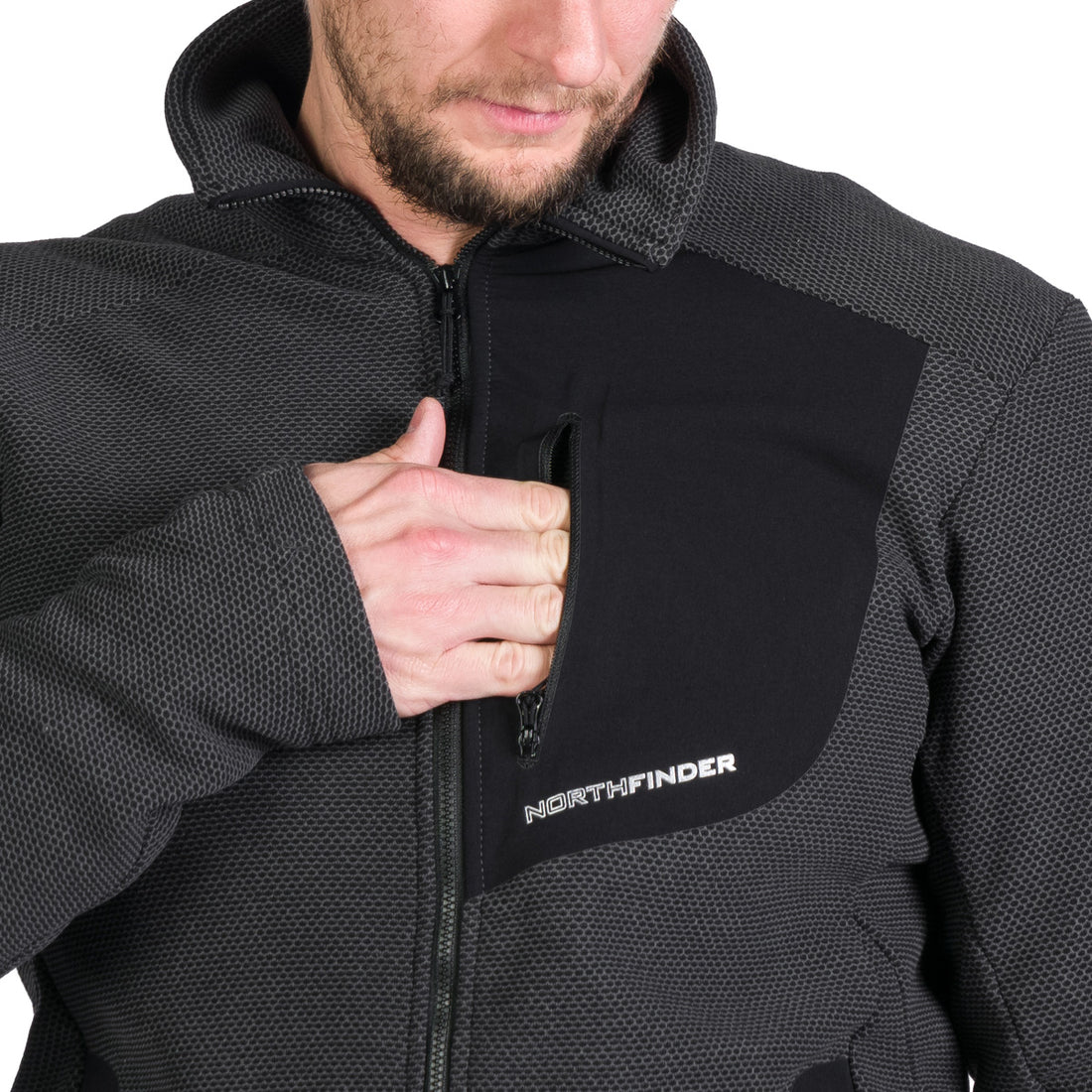 Men's hiking sweatshirt made of melange fleece LUDOVICO