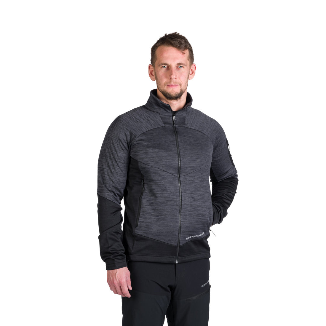 Men's hiking sweatshirt made of melange GIACOMO fleece