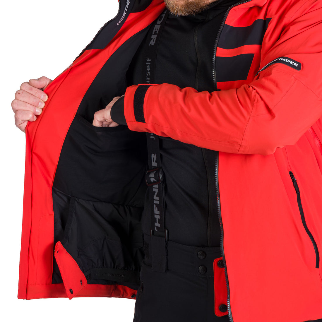 Men's technical ski jacket with full VALERIO equipment
