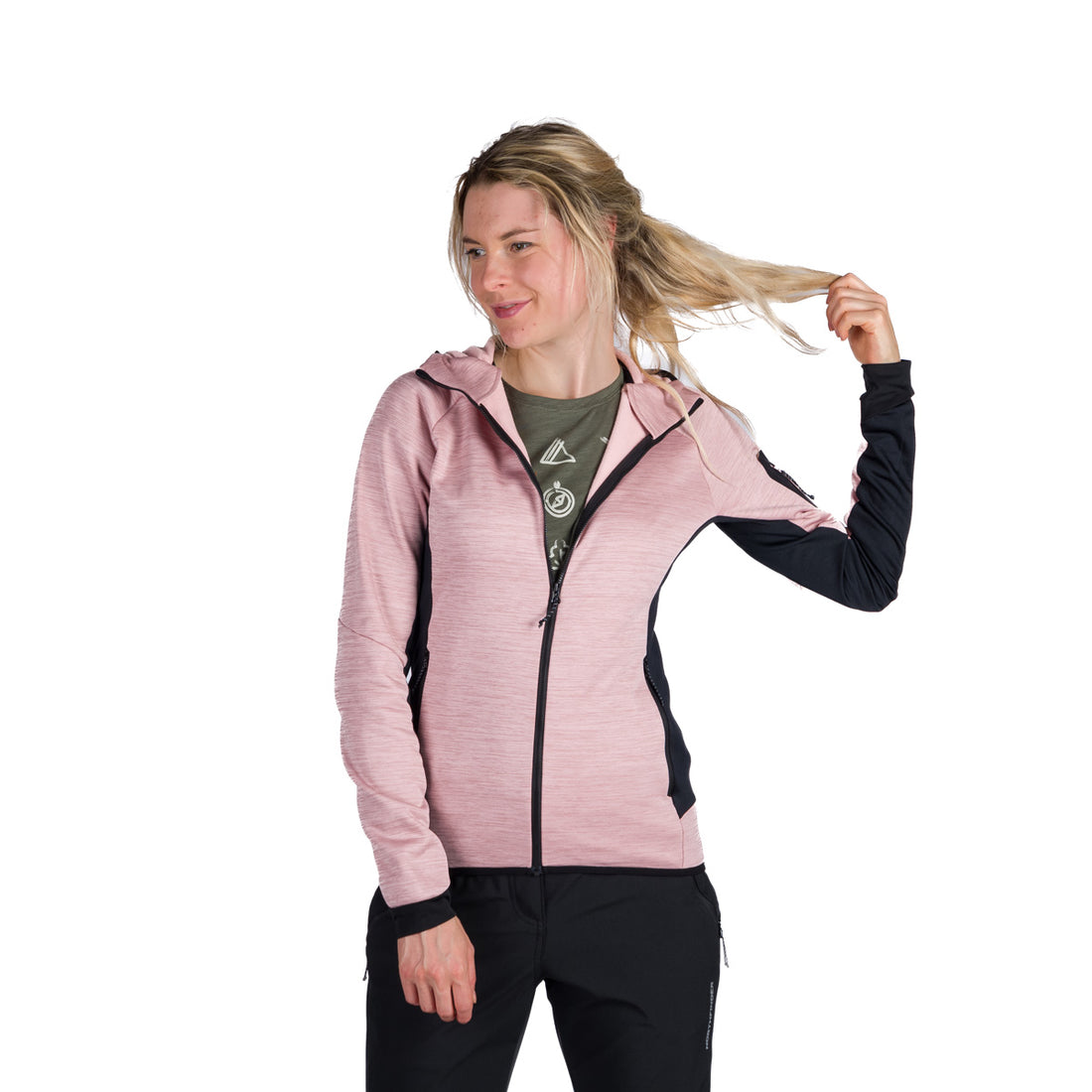  Women's fleece melange sweater with hood COLEEN