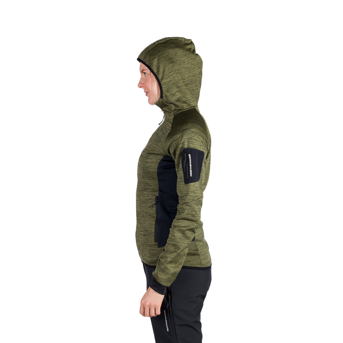  Women's fleece melange sweater with hood COLEEN