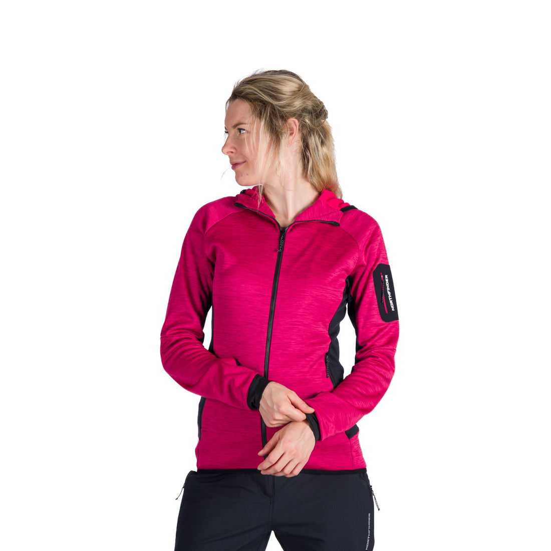 Women's fleece melange sweater with hood COLEEN