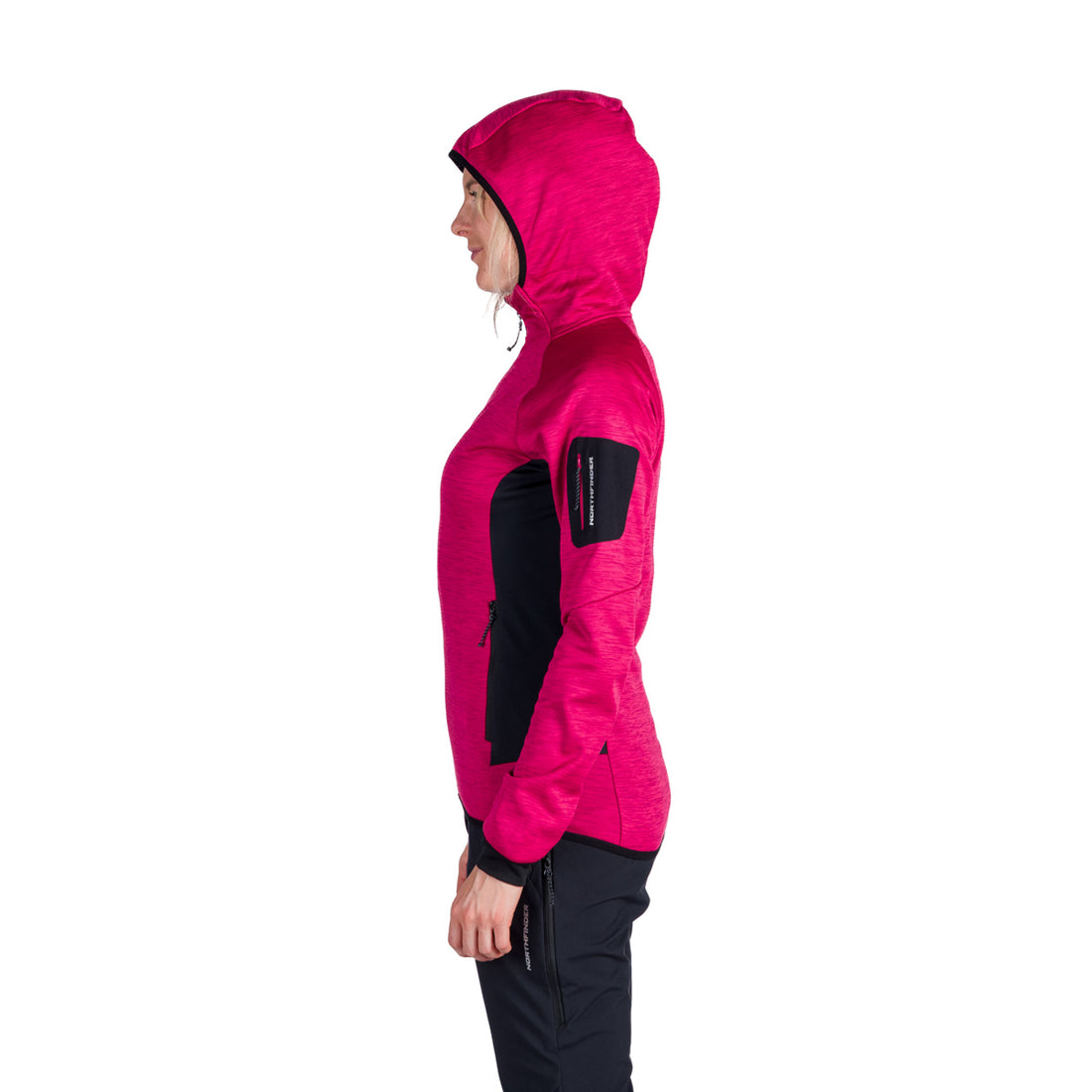  Women's fleece melange sweater with hood COLEEN
