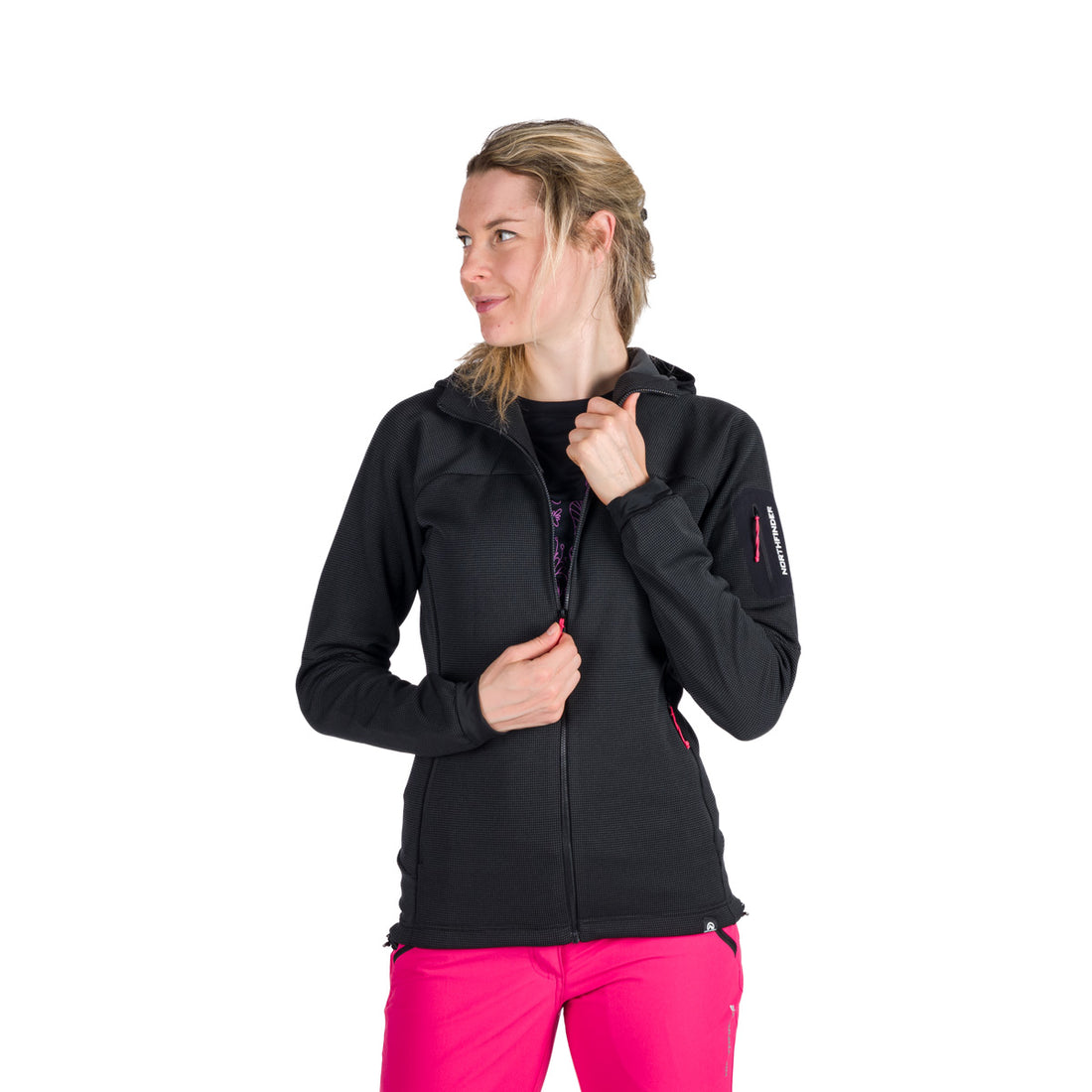  Women's fleece melange sweater with hood MARCELLA
