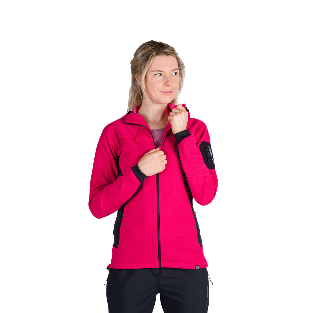  Women's fleece melange sweater with hood MARCELLA