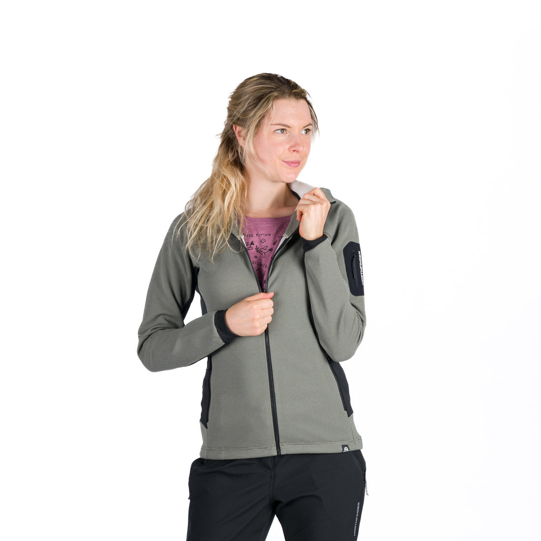  Women's fleece melange sweater with hood MARCELLA