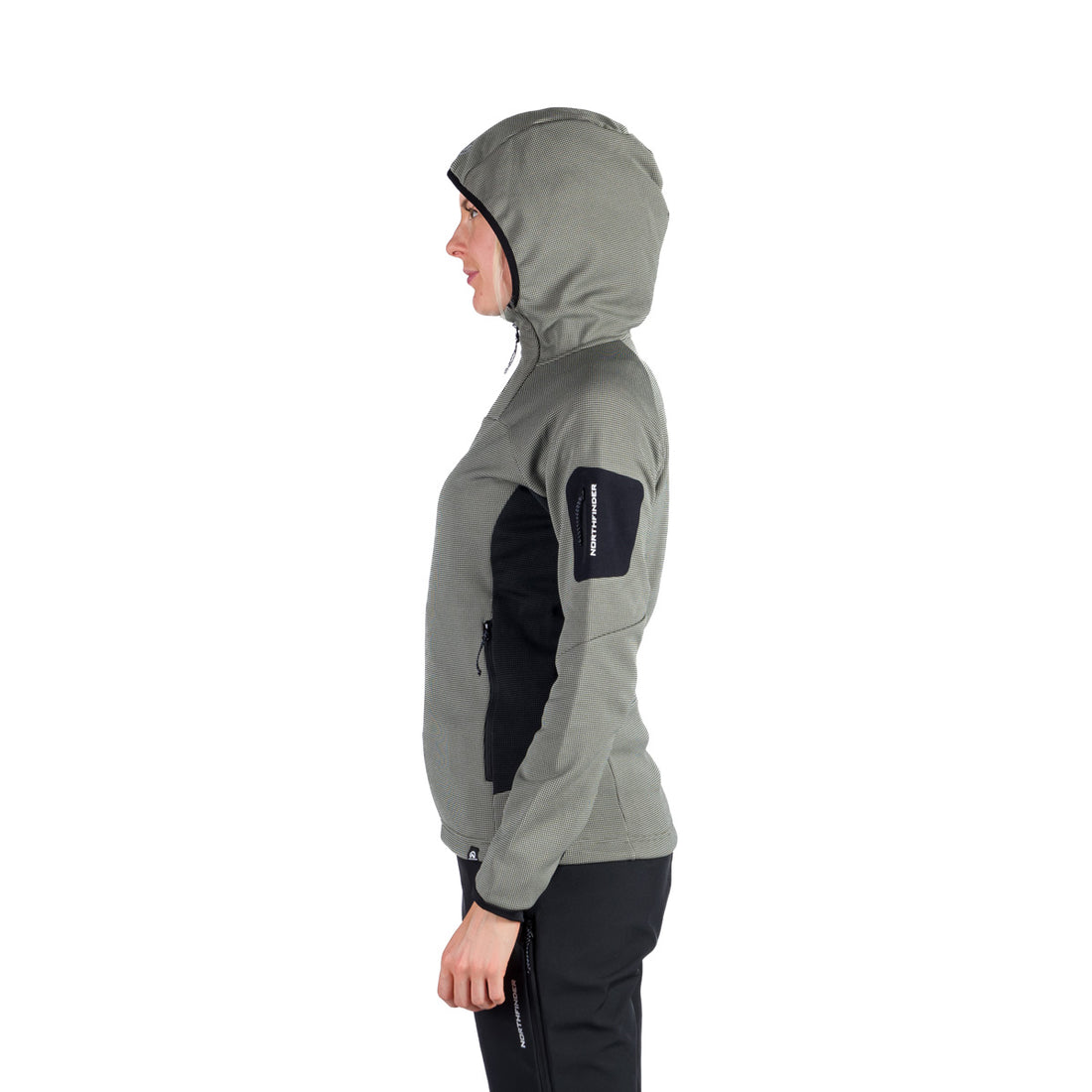 Women's fleece melange sweater with hood MARCELLA