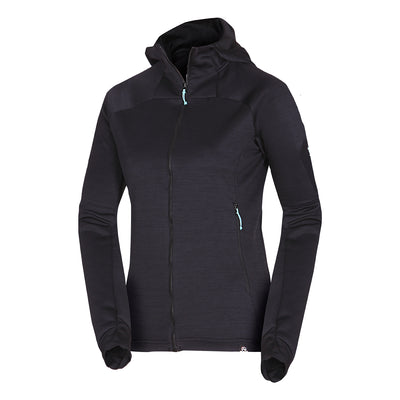 Women's hiking sweatshirt made of melange fleece with a JONI hood