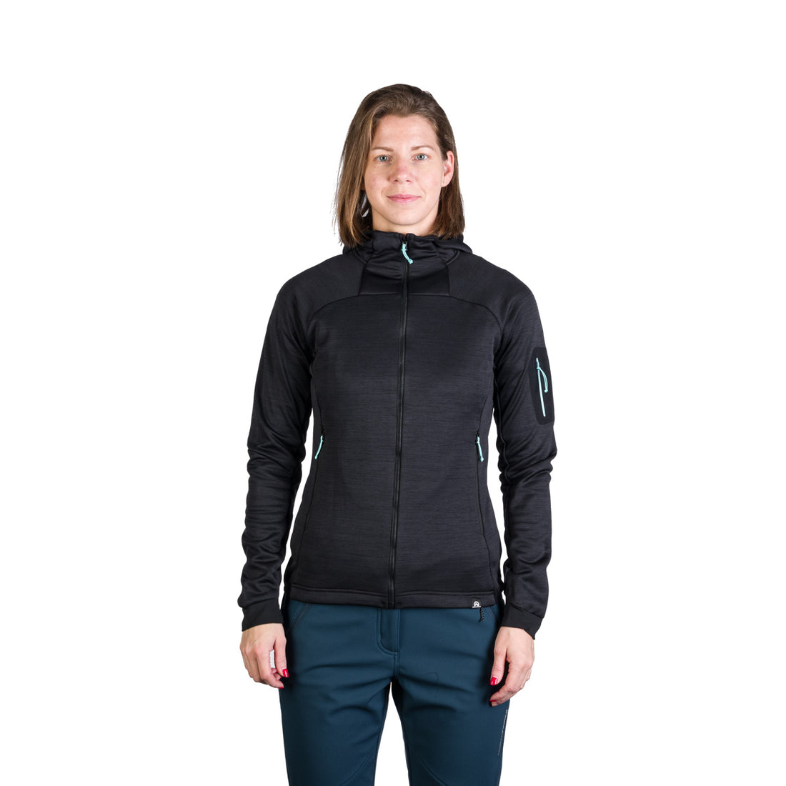 Women's hiking sweatshirt made of melange fleece with a JONI hood
