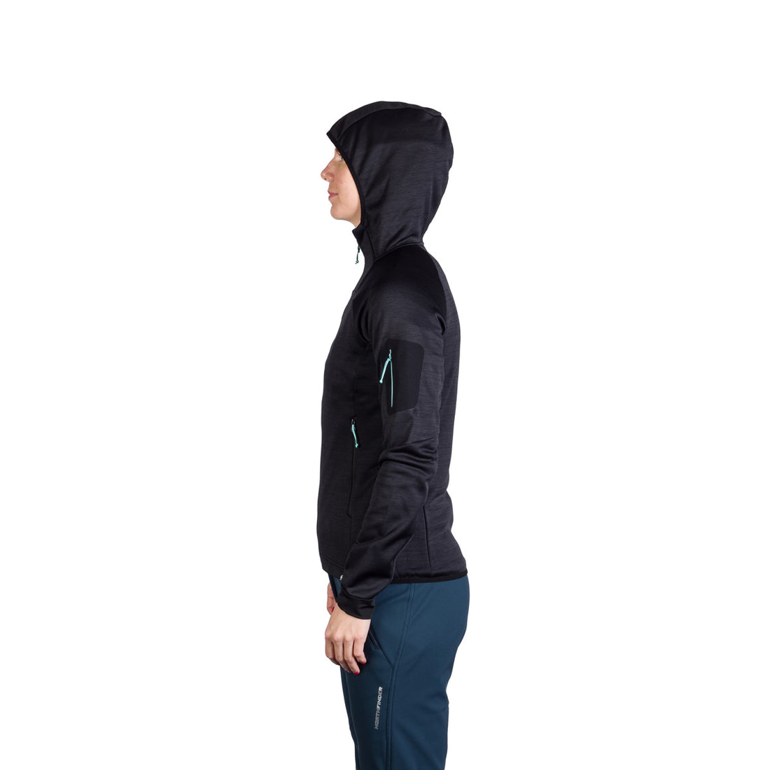 Women's hiking sweatshirt made of melange fleece with a JONI hood