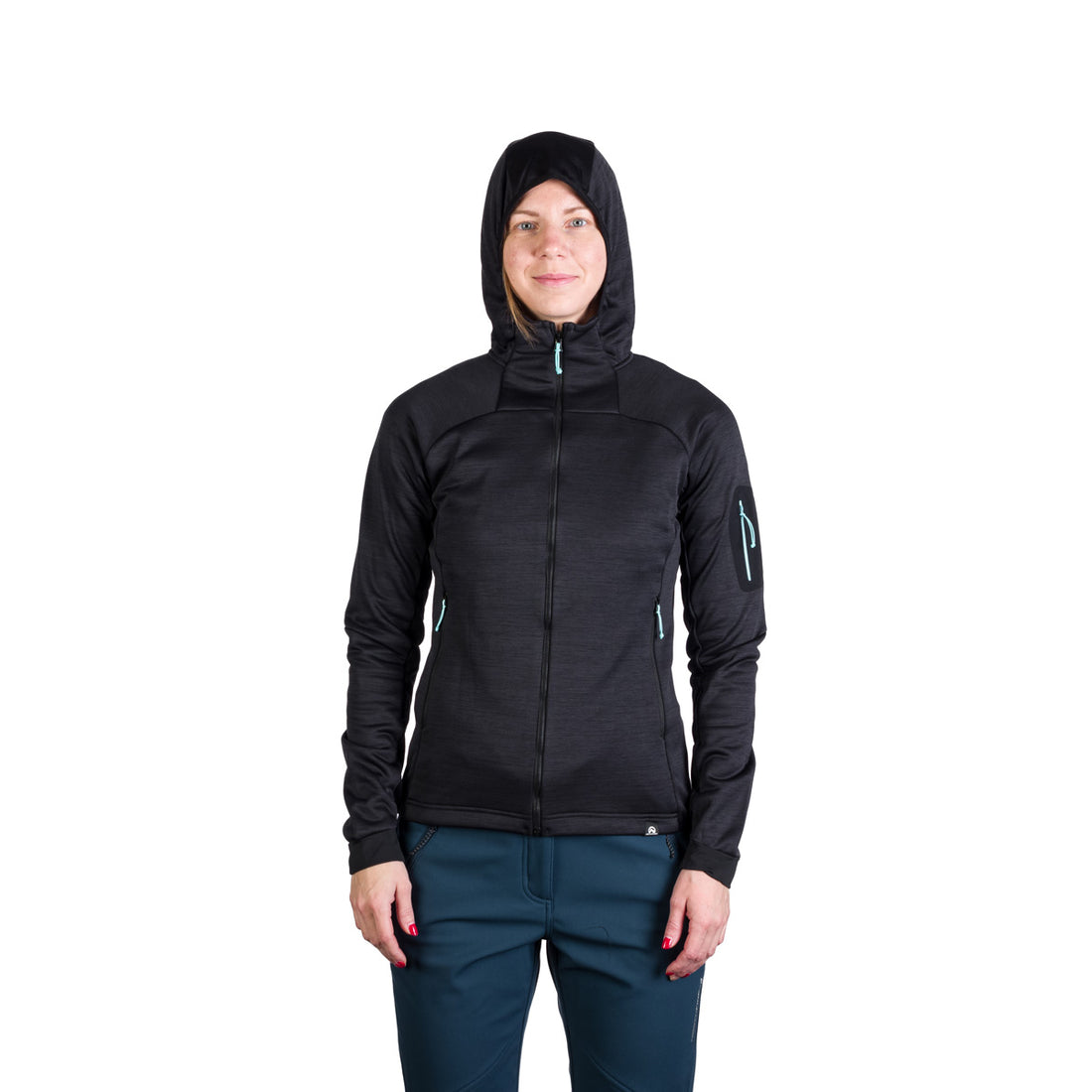 Women's hiking sweatshirt made of melange fleece with a JONI hood