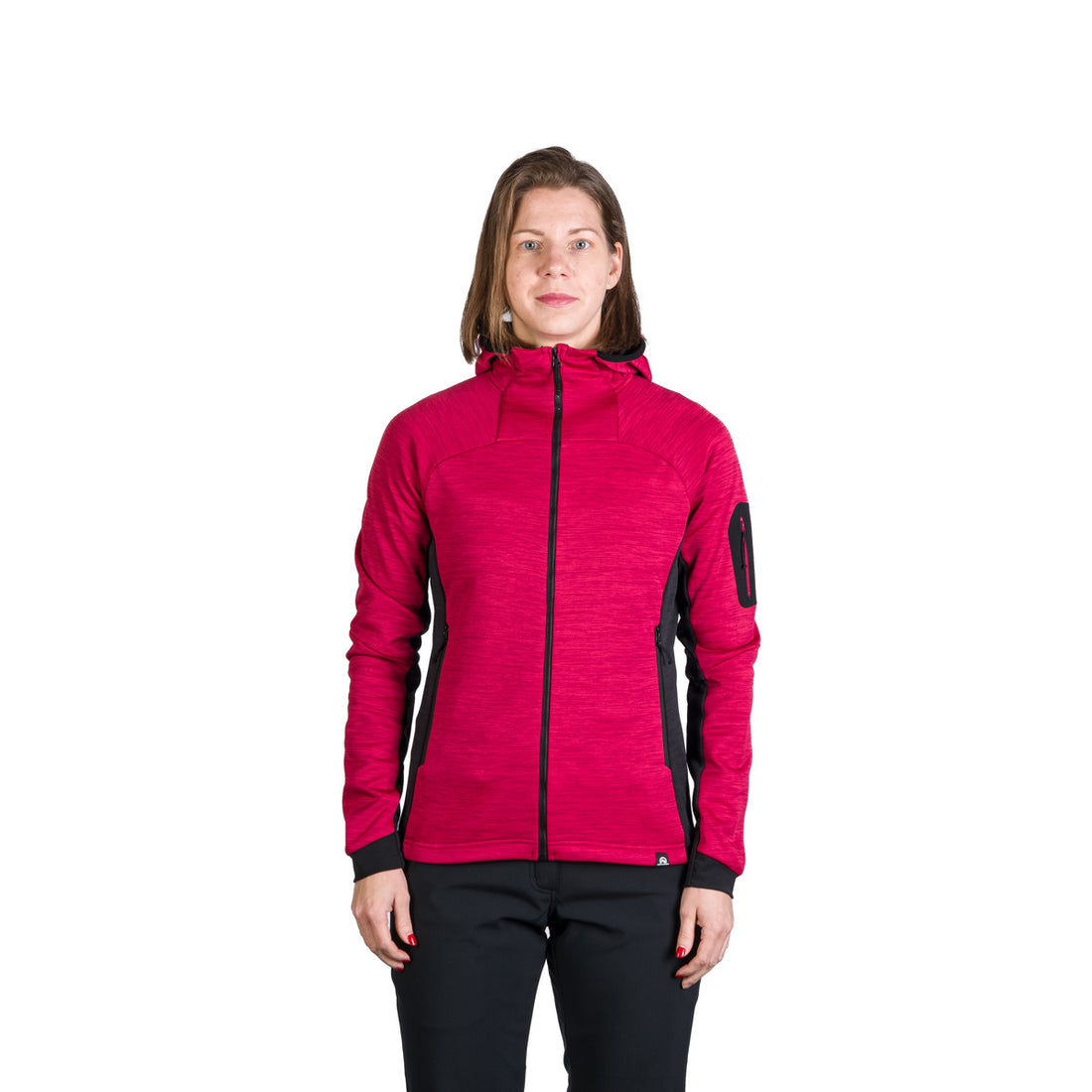 Women's hiking sweatshirt made of melange fleece with a JONI hood