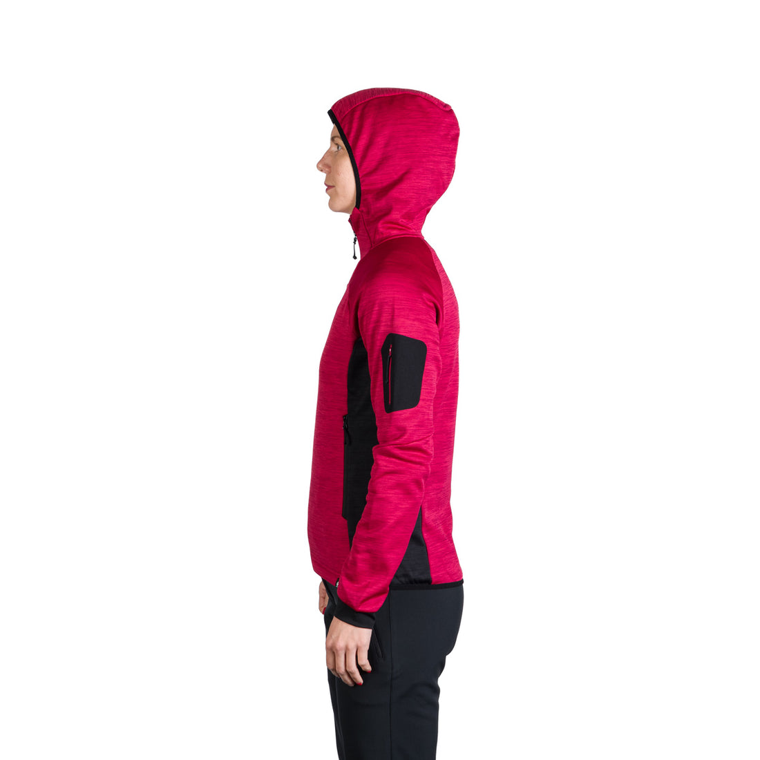 Women's hiking sweatshirt made of melange fleece with a JONI hood