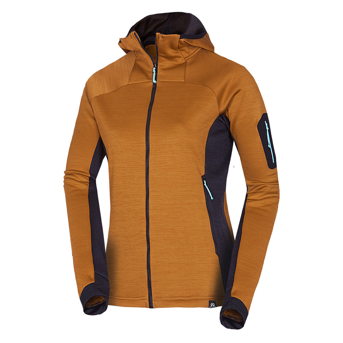 Women's hiking sweatshirt made of melange fleece with a JONI hood