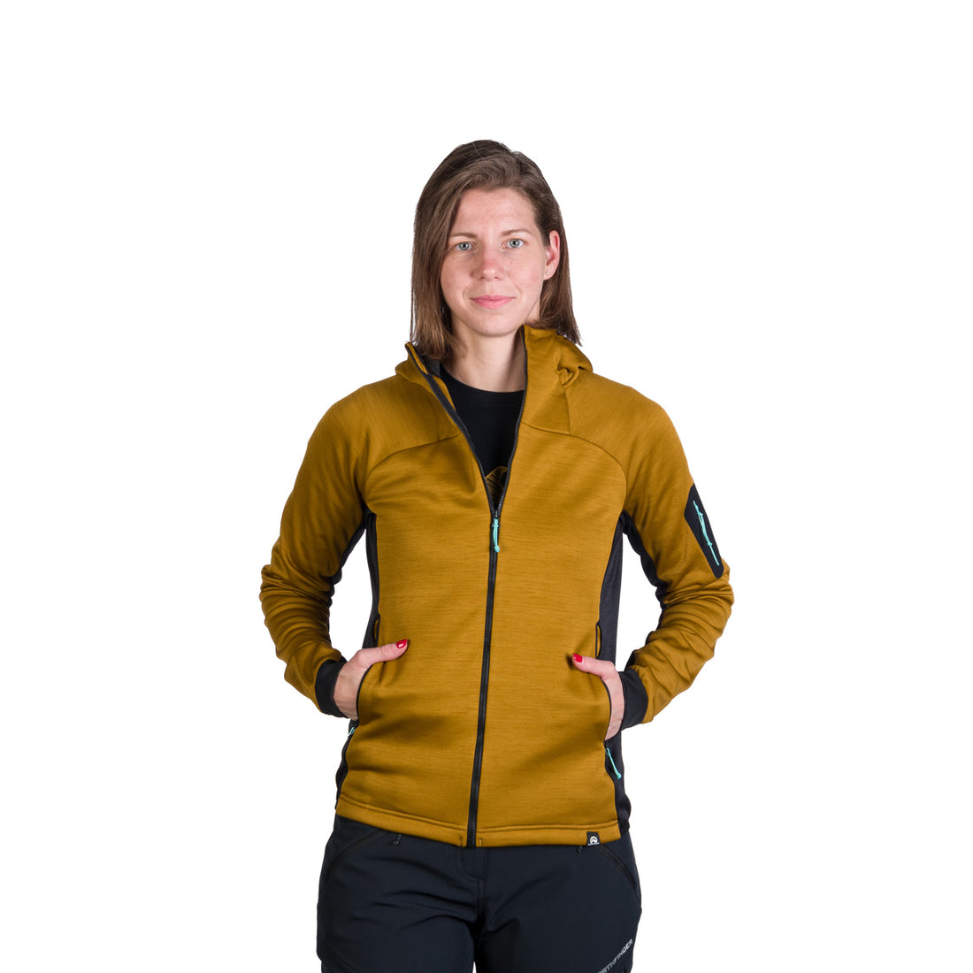 Women's hiking sweatshirt made of melange fleece with a JONI hood