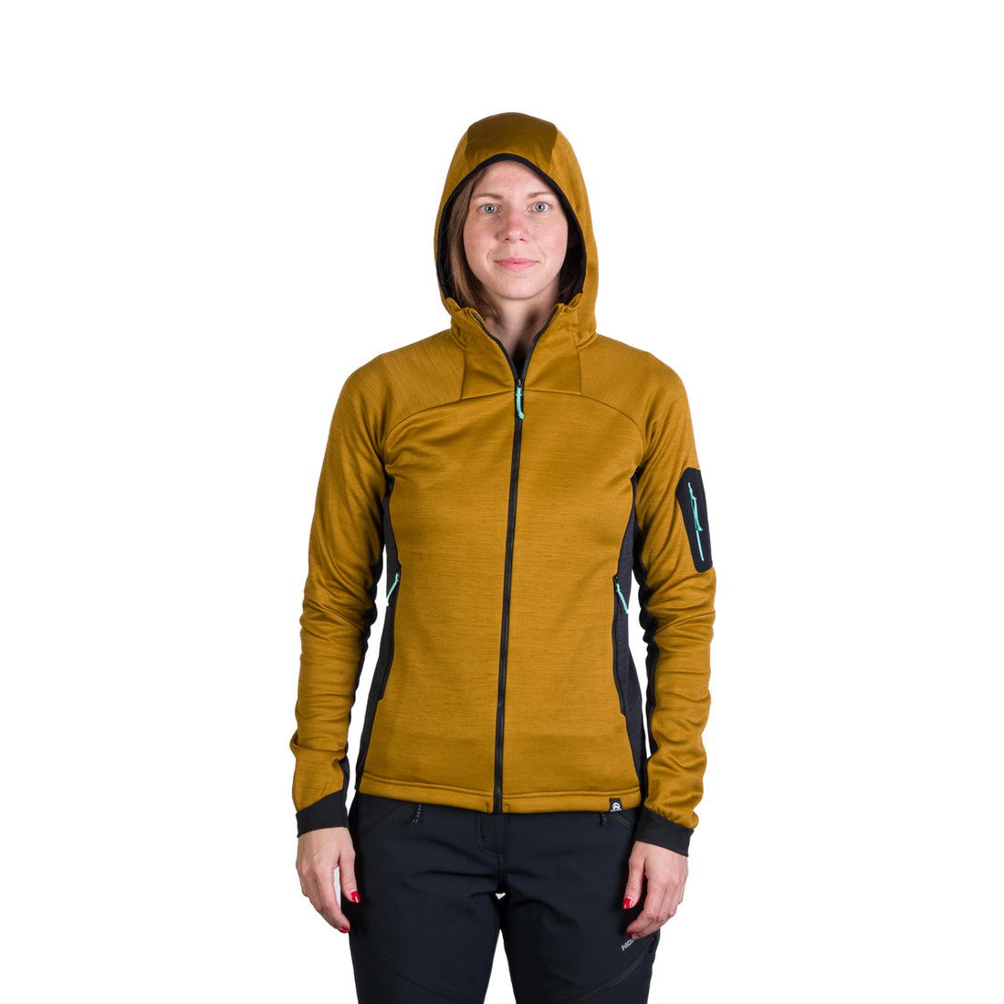 Women's hiking sweatshirt made of melange fleece with a JONI hood