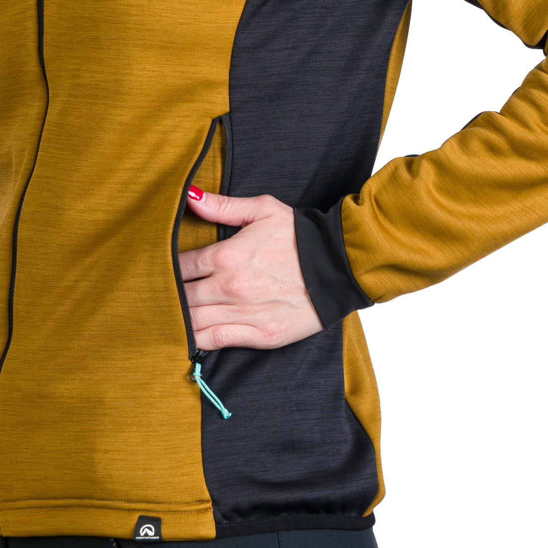 Women's hiking sweatshirt made of melange fleece with a JONI hood