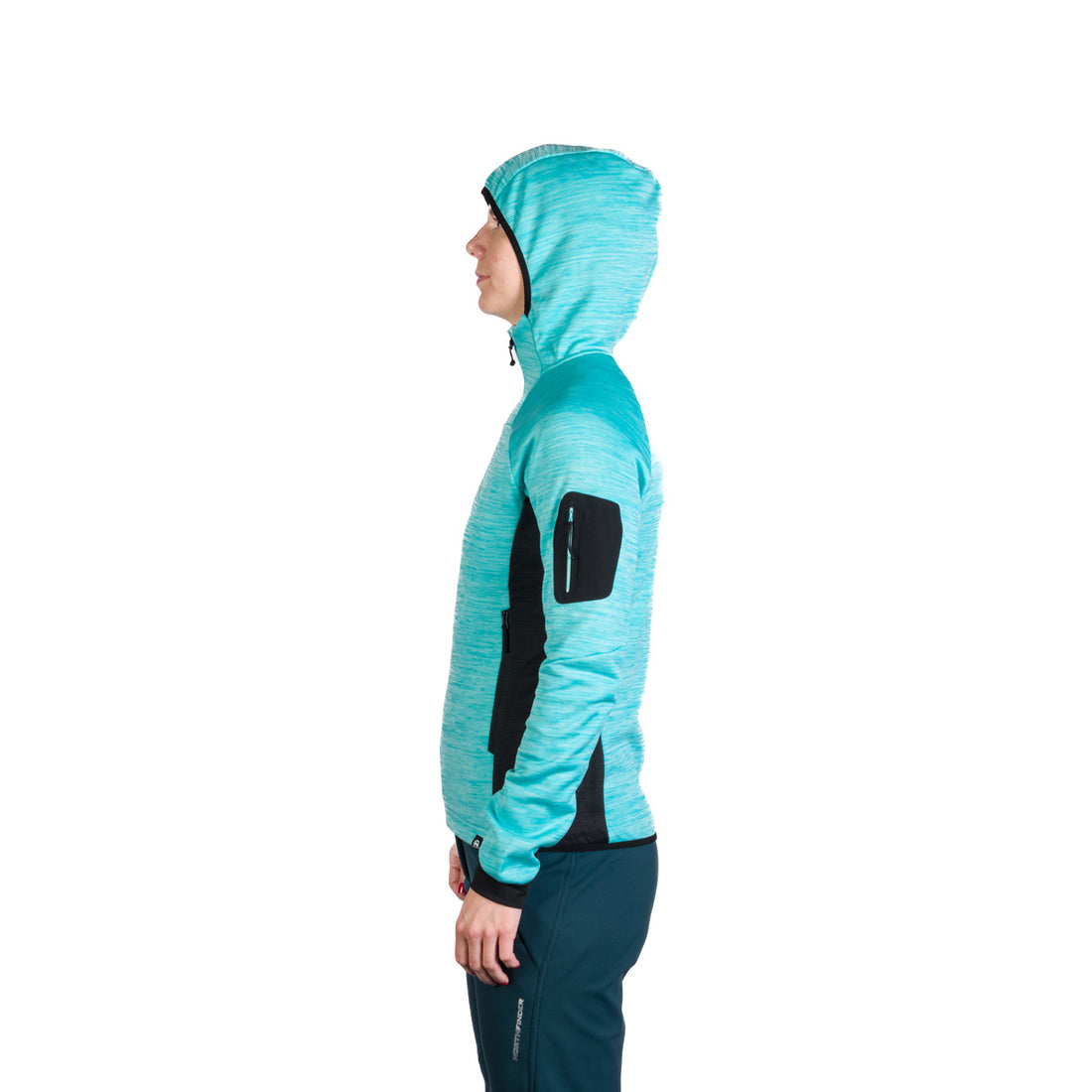 Women's hiking sweatshirt made of melange fleece with a JONI hood