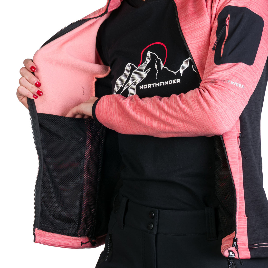Women's hiking sweatshirt made of melange TAMARA fleece