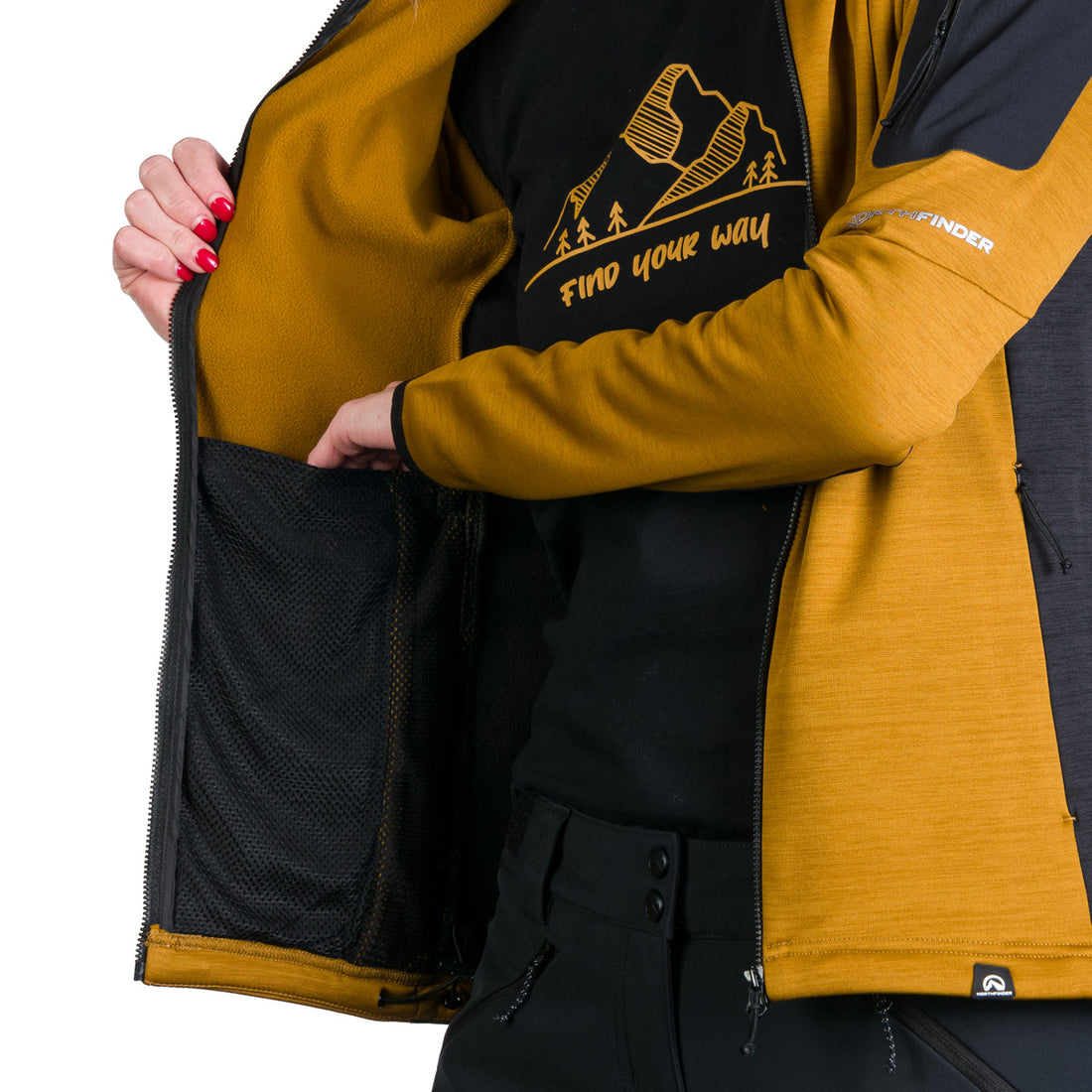 Women's hiking sweatshirt made of melange TAMARA fleece