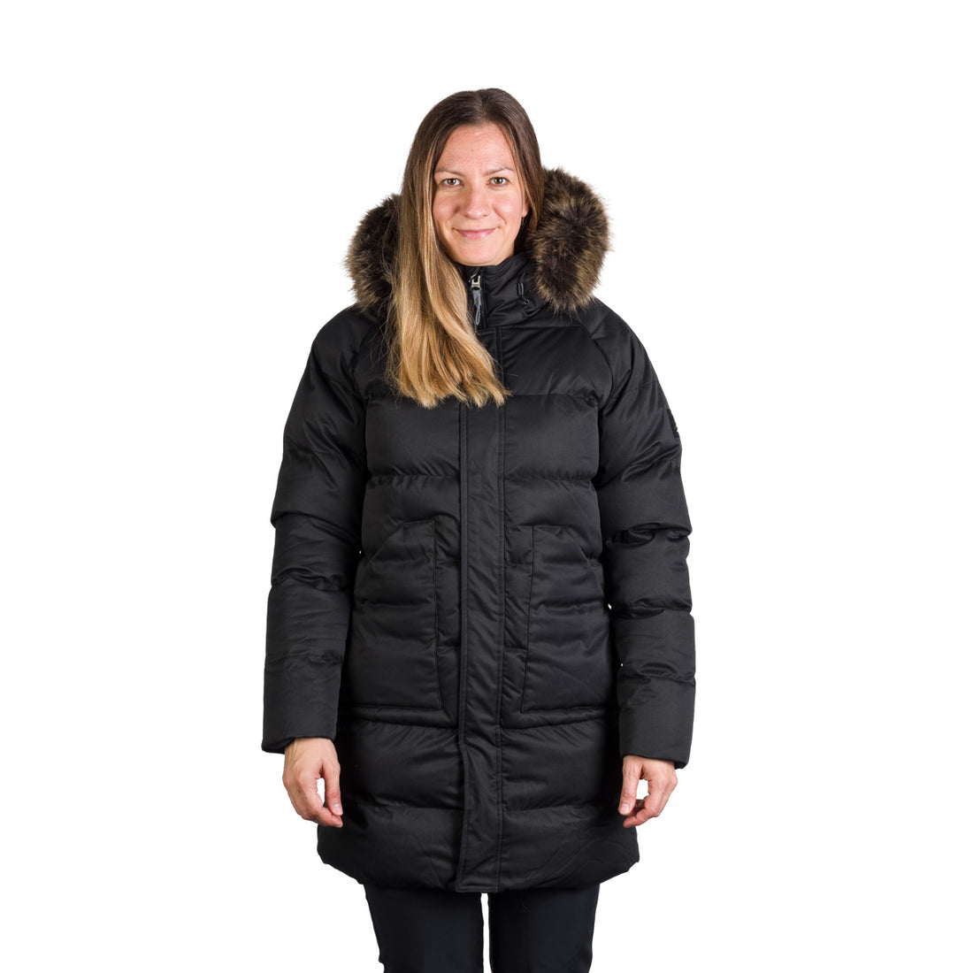 Women's insulated long jacket with fur JODY