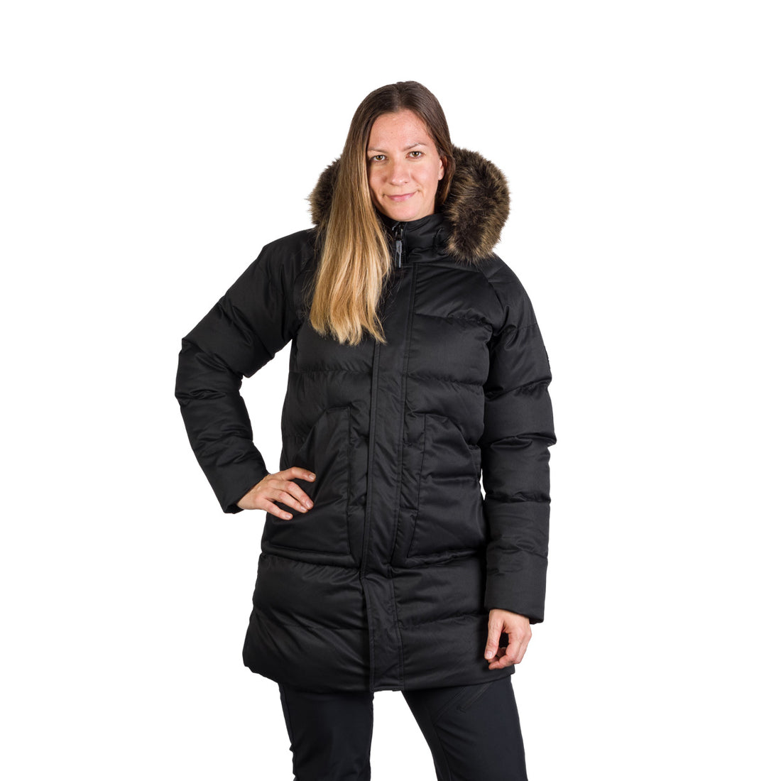Women's insulated long jacket with fur JODY