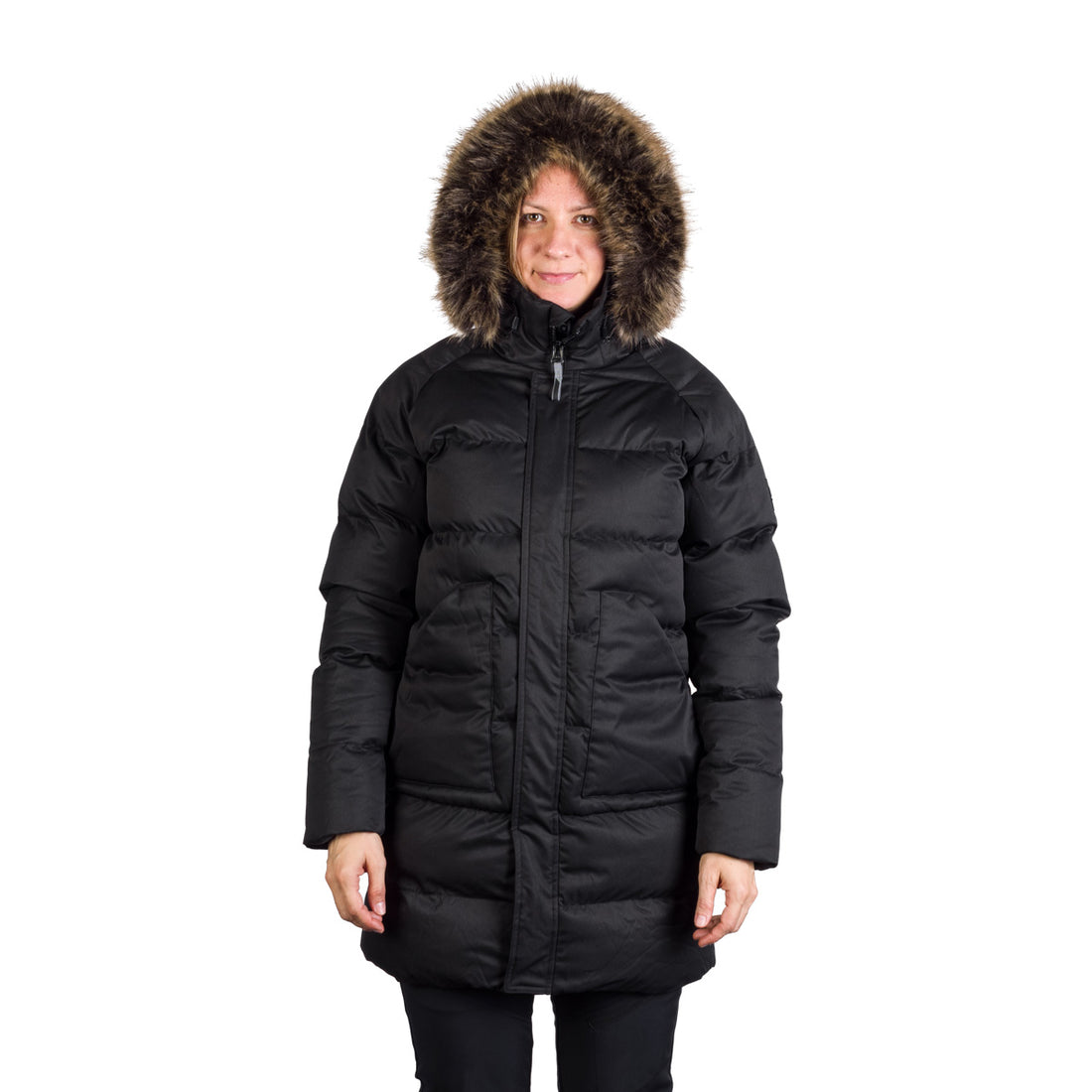 Women's insulated long jacket with fur JODY