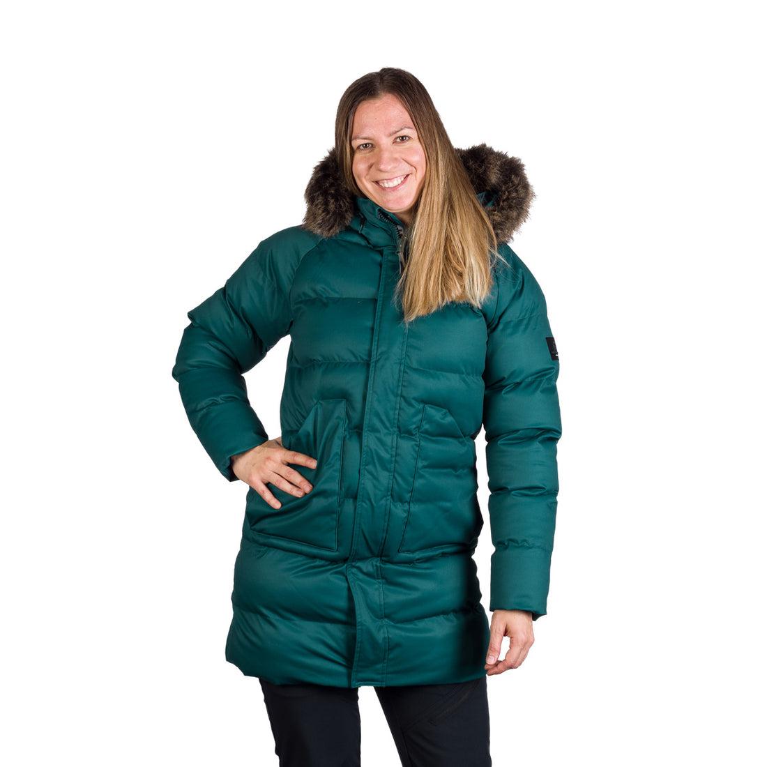 Women's insulated long jacket with fur JODY