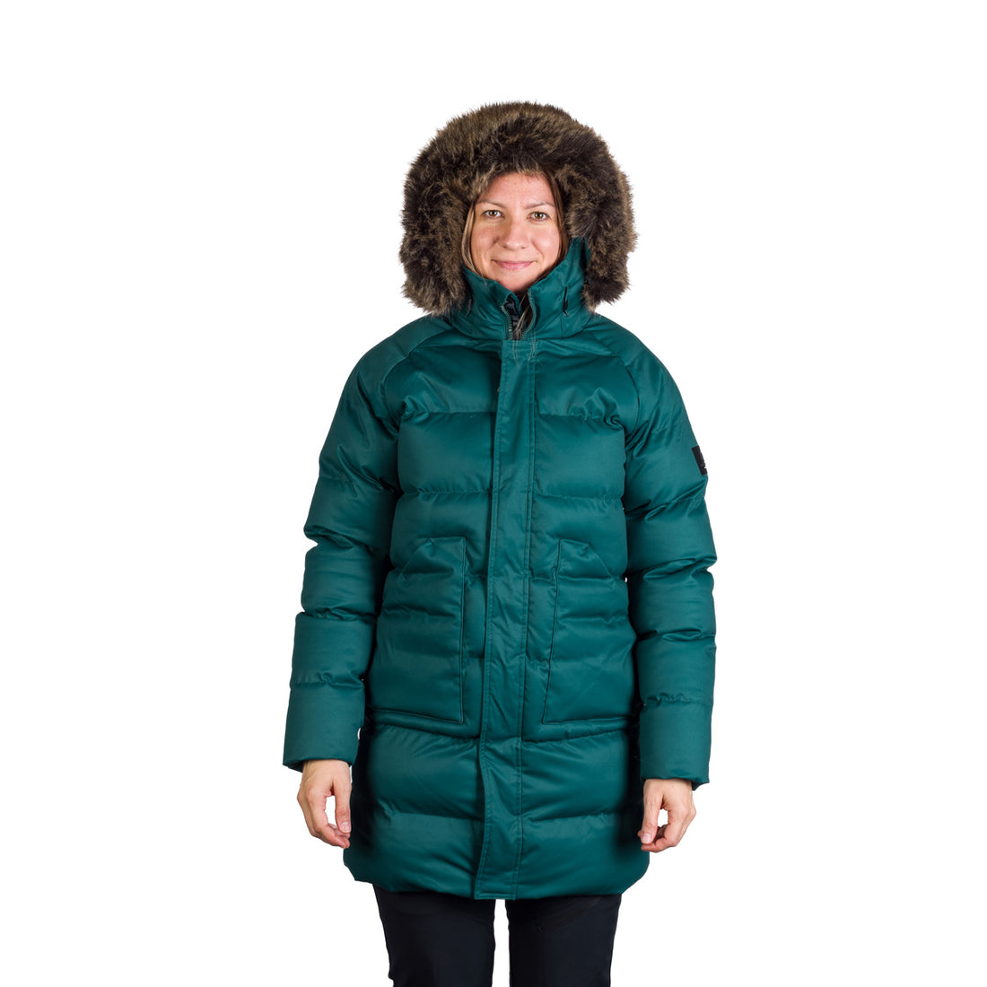 Women's insulated long jacket with fur JODY