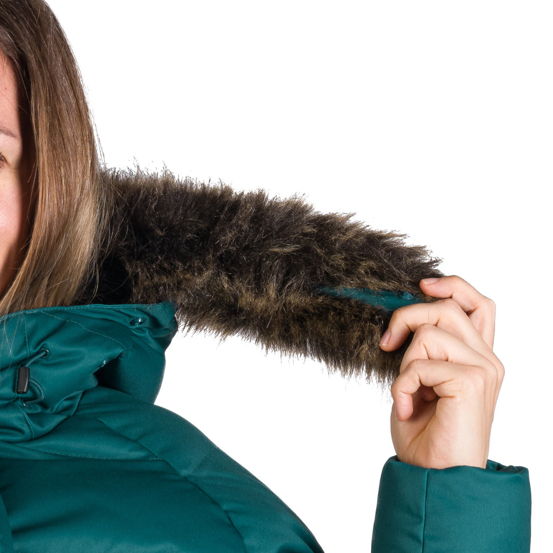 Women's insulated long jacket with fur JODY
