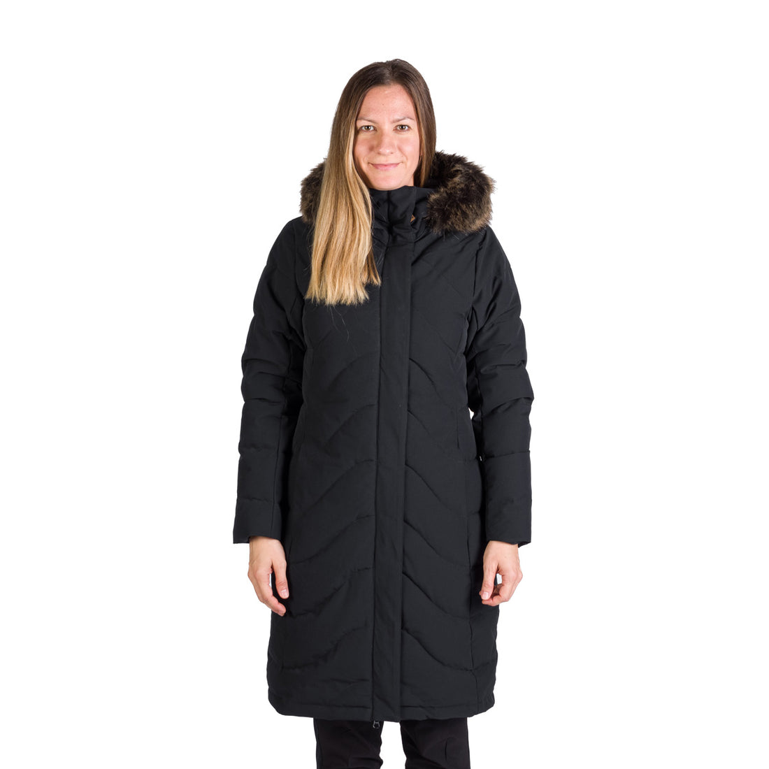 Women's insulated long jacket with fur ROBIN