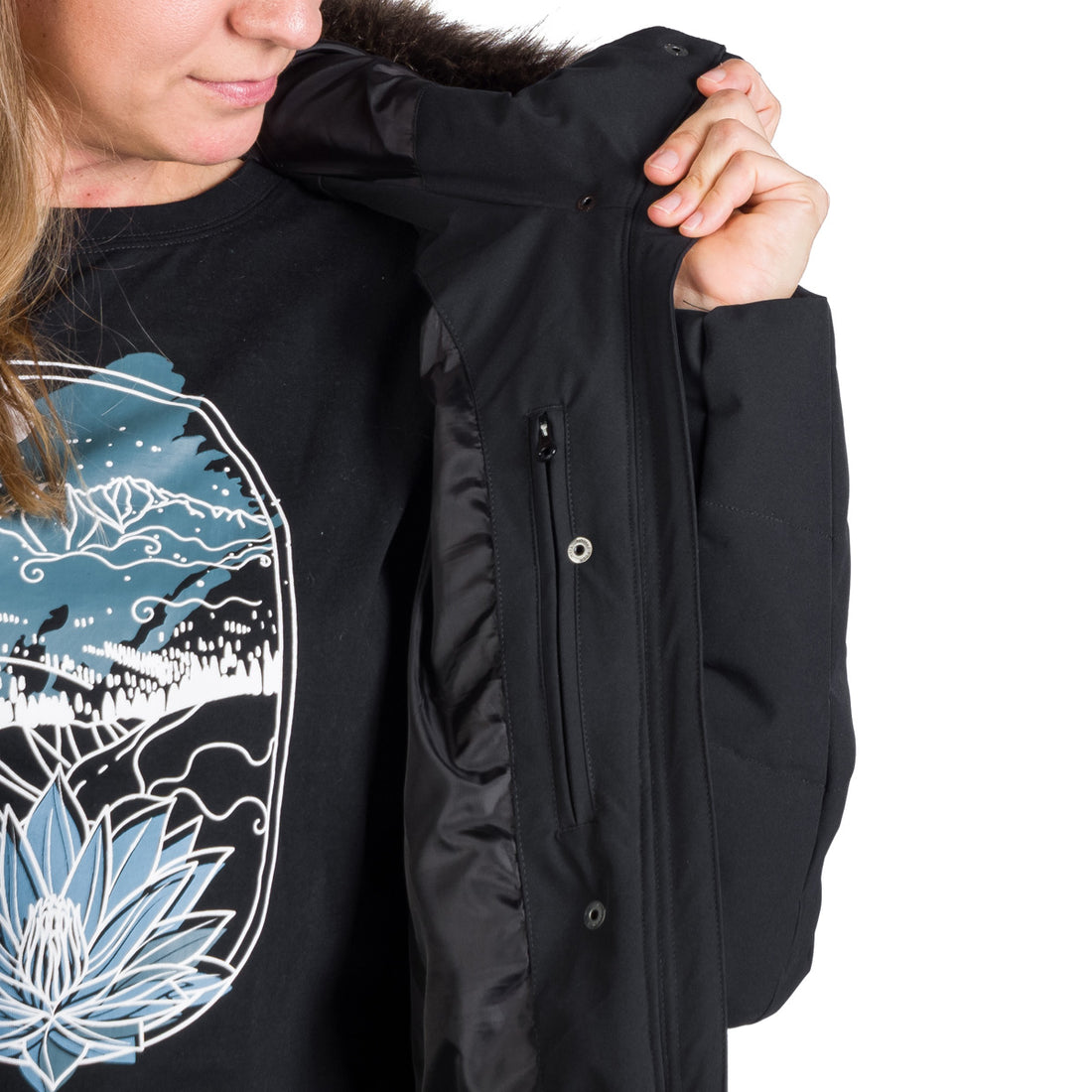 Women's insulated long jacket with fur ROBIN
