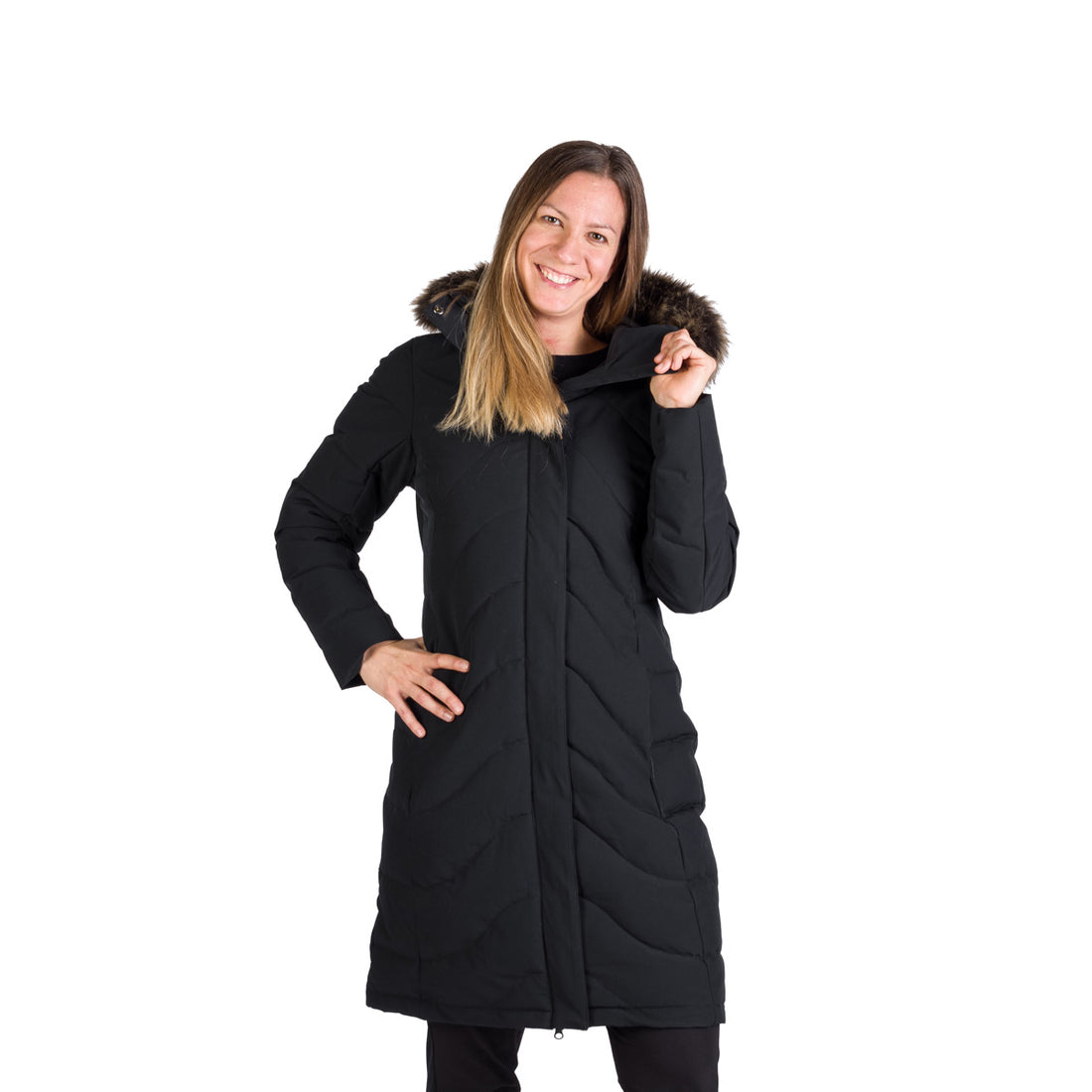 Women's insulated long jacket with fur ROBIN