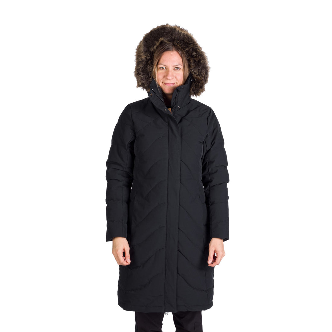 Women's insulated long jacket with fur ROBIN