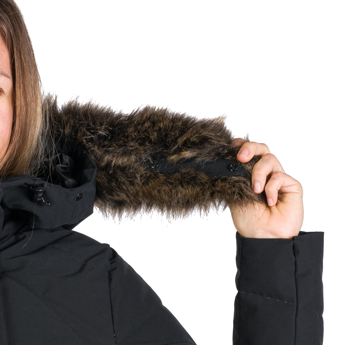 Women's insulated long jacket with fur ROBIN