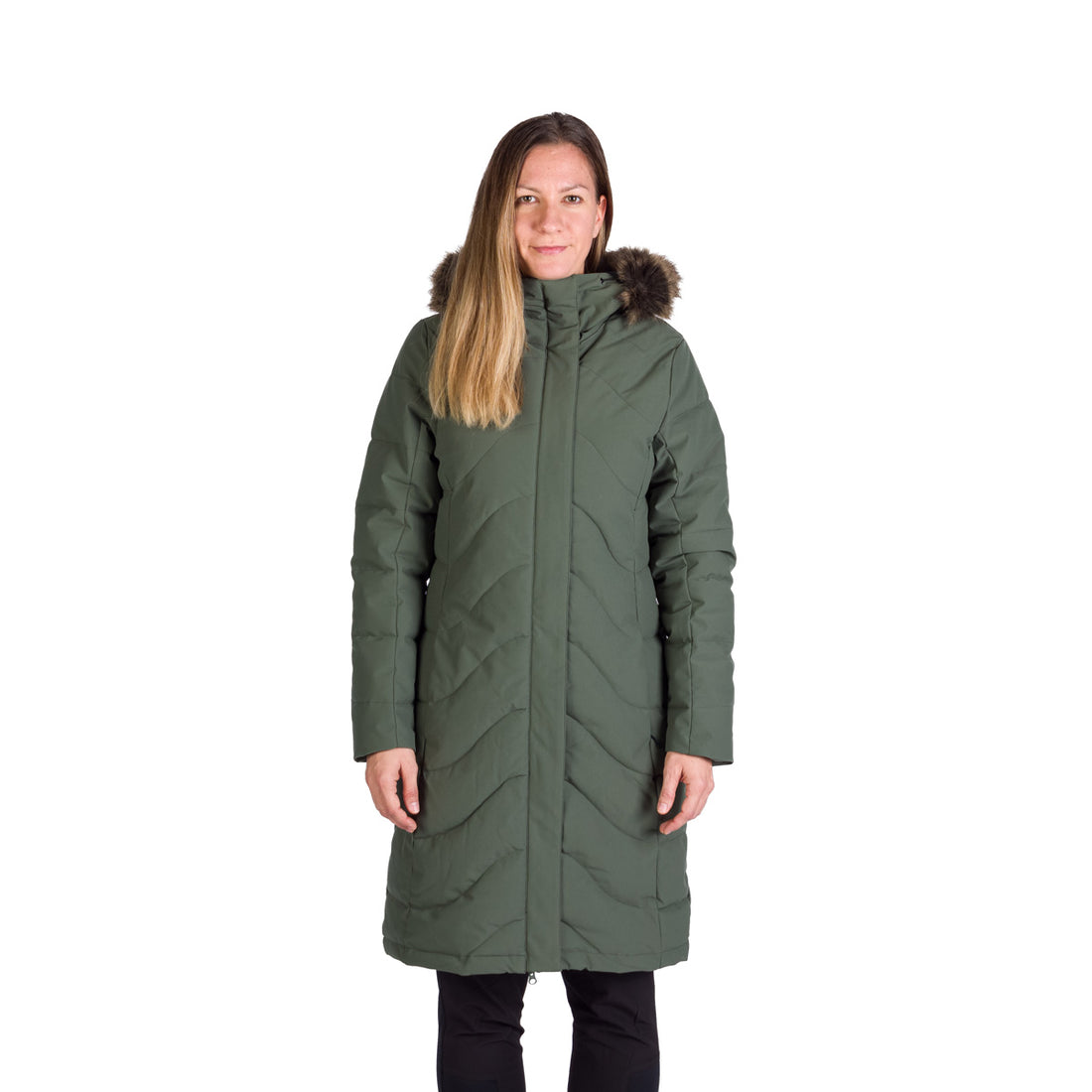 Women's insulated long jacket with fur ROBIN
