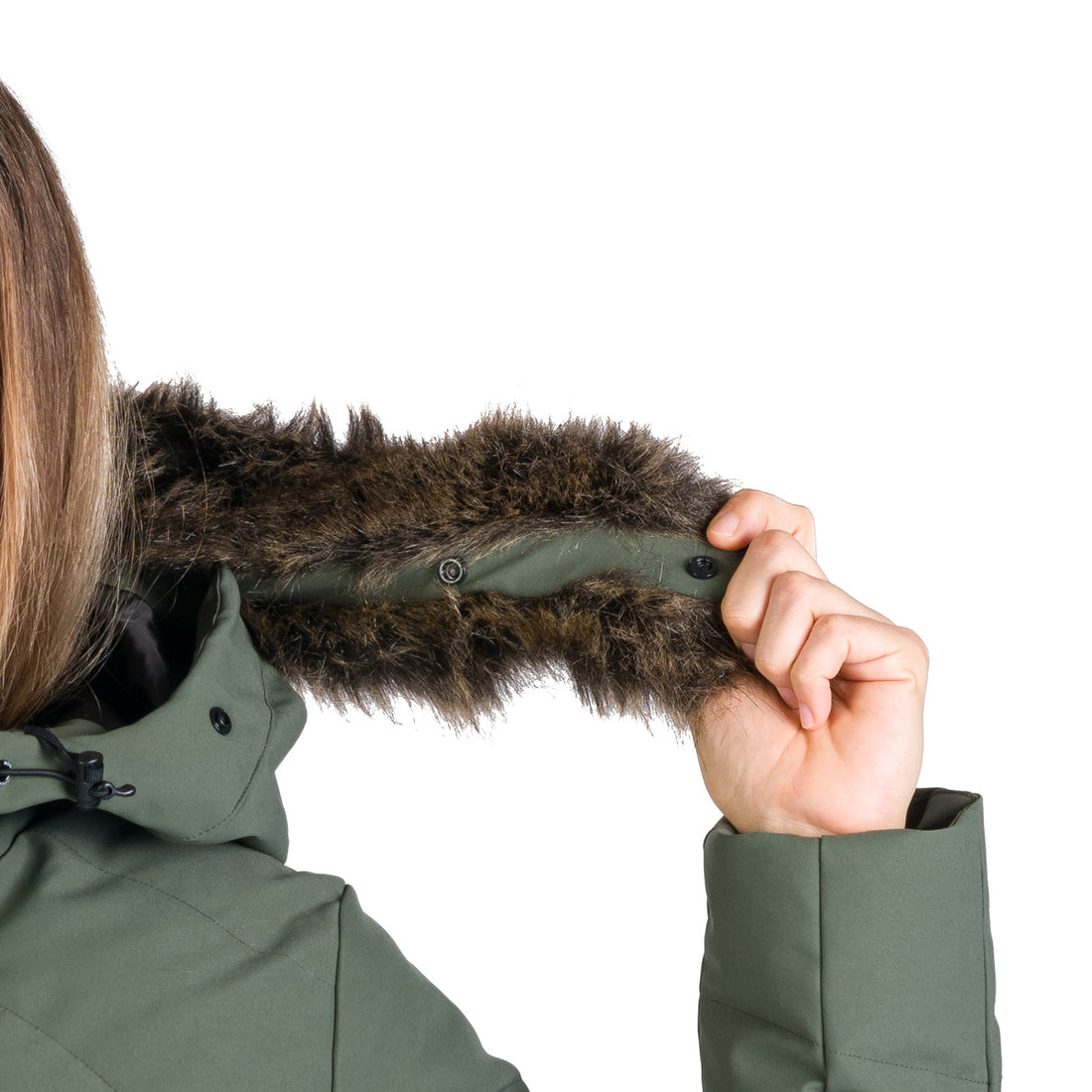 Women's insulated long jacket with fur ROBIN