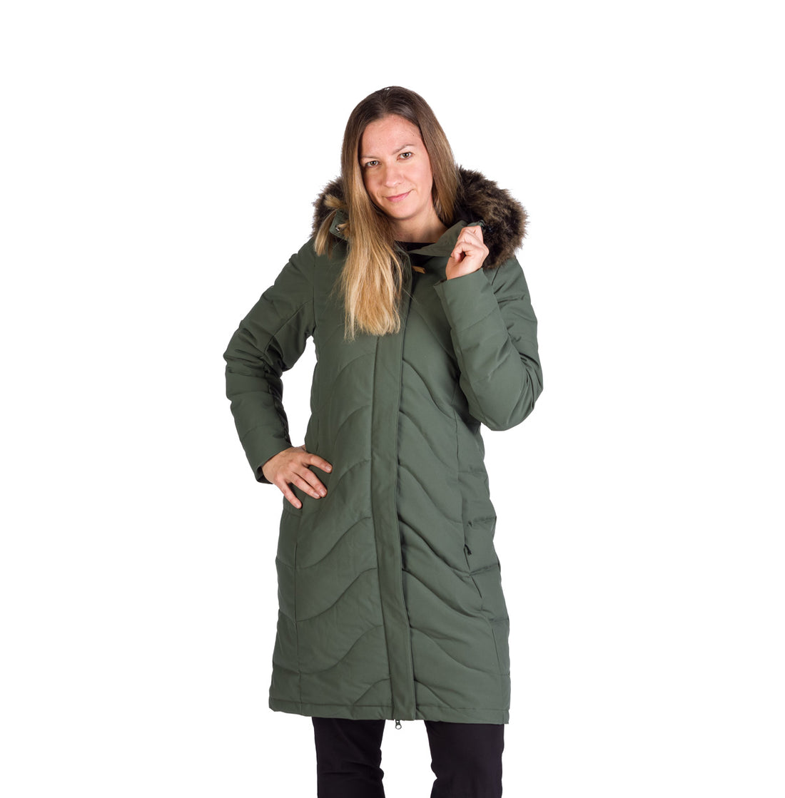 Women's insulated long jacket with fur ROBIN