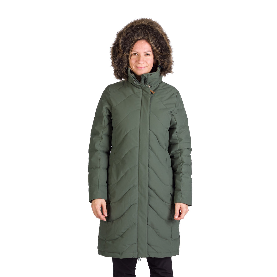 Women's insulated long jacket with fur ROBIN