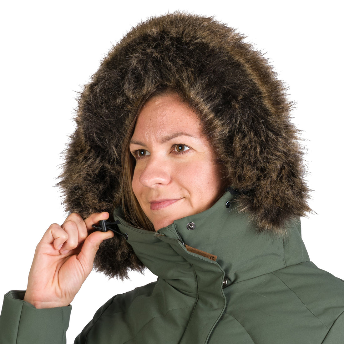 Women's insulated long jacket with fur ROBIN