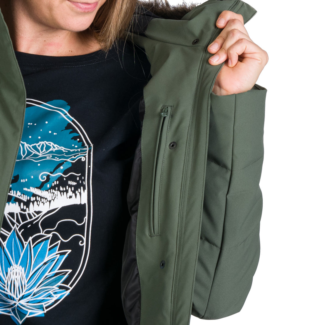Women's insulated long jacket with fur ROBIN