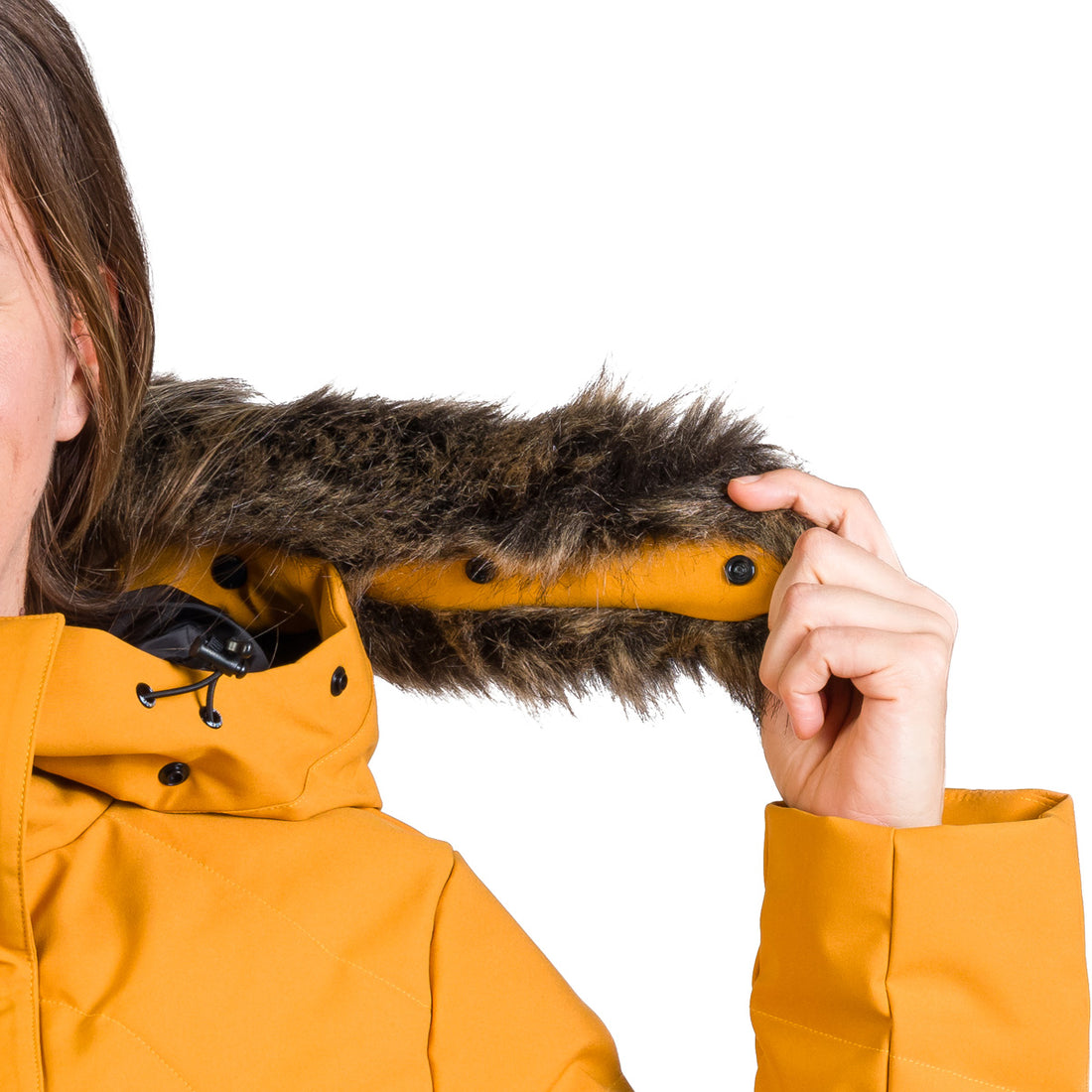 Women's insulated long jacket with fur ROBIN
